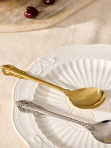 Cirelle 1pc Stainless Steel Soup Spoons For Drinking Soup, Serving Soup, Eating, High Appearance Level, Stainless Steel Ice Cream Spoons, Suitable For Kitchens And Dining Rooms - Multicolor - View 2