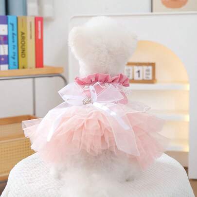 PETSIN 宠物连衣裙一件装，粉色公主风，适合猫狗穿着，春夏款。