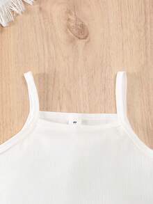 SHEIN Elladie kids 女童三件套正式套装：粉色西装外套、吊带背心、珍珠装饰短裤，休闲优雅夏季装扮 - 灰色 - 查看 12