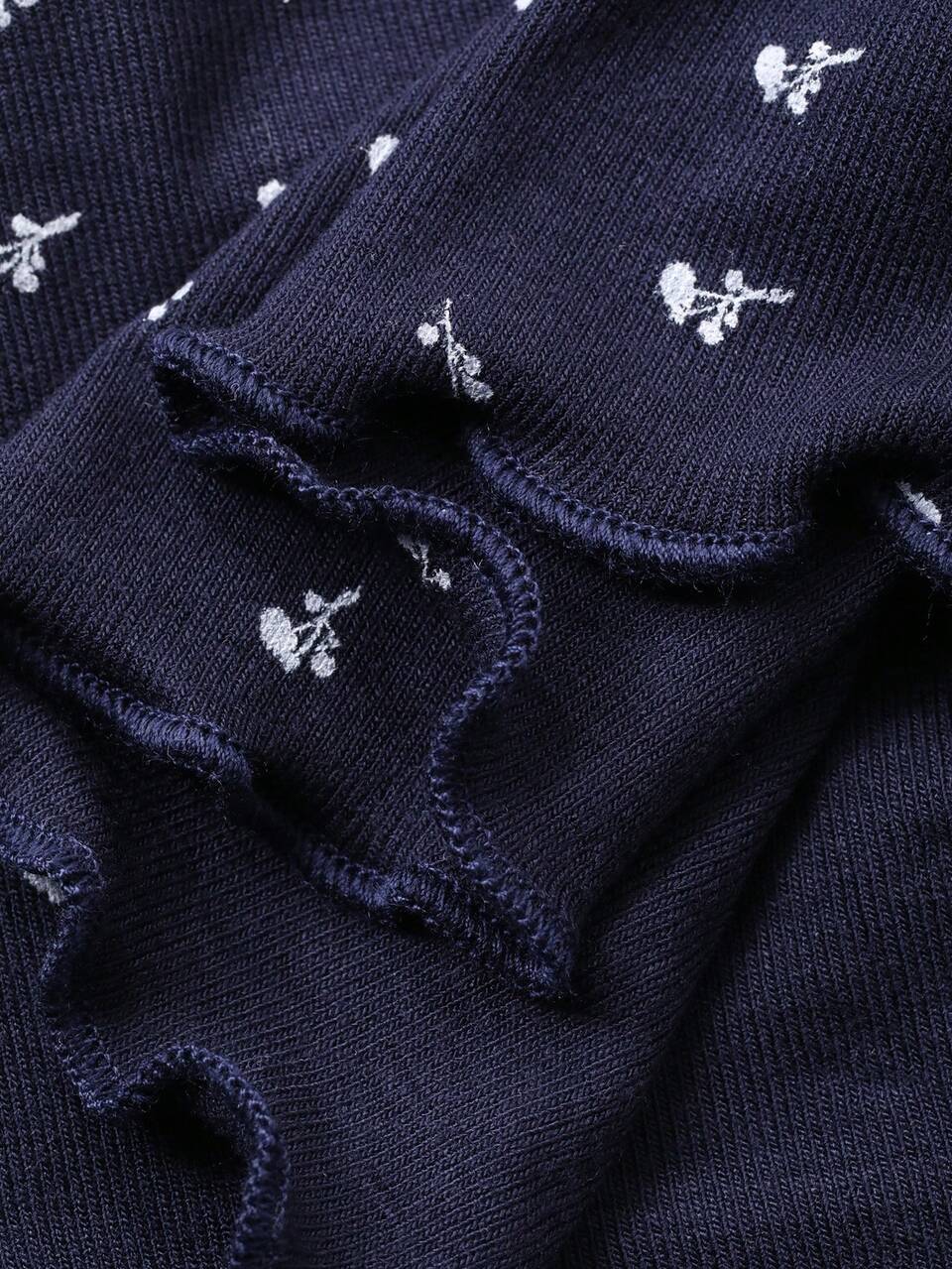 Sweet Contrast Color Bow Ruffle Ditsy Floral Fitted Women Sleepwear Top Pajamas