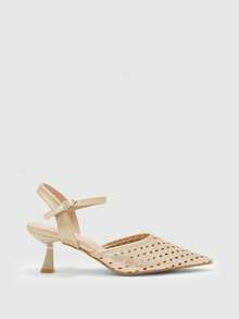 CUCCOO SZL Sapatos femininos de salto alto com bico fino e design vazado, versáteis para uso diário e ocasiões festivas. - Ouro - Ver 2