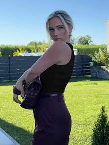 Jeta Ari Áo hai dây Gân đan màu trơn Cơ bản - màu đen - Xem 6