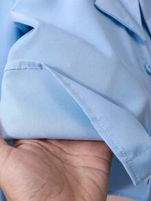 女童泡泡袖长袖衬衫，肩部饰有珍珠，配有可拆卸蝴蝶结，宽松版型，活力十足，面料舒适，适合搭配背带裙或作为内搭，春秋季穿着。 - 霧霾藍 - 查看 8