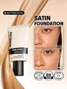 SHEGLAM Skin Sync Satin Foundation-Butterscotch Brand Beauty Makeup Face Paint Cosmetic For Women Girls Perfect For Winter Ideal For Y2K Fancy Fashion Suitable For Birthday Gift Party Ready Best Color