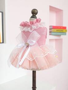 PETSIN 宠物连衣裙一件装，粉色公主风，适合猫狗穿着，春夏款。 - 粉色 - 查看 11