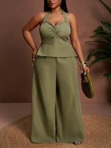 Slaydiva 2026 Spring/Summer New Music Festival, Easter, St. Patrick's Day, Western, Nomadic, Birthday Party, Graduation, College Style, Student, Daily Wear, Basic Versatile, Casual, Vacation, Cruise Travel, Beach, Sunbathing, Viral , Streetwear, Wedding Guest Boho, Commute, Brunch, Airport, Party & Holiday Women's Sleeveless Summer New Fashion Jumpsuit - Green - Green - View 1