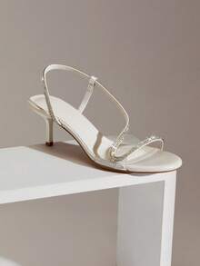 SHUZIA Women's Elegant Rhinestone Back Strap Stiletto Heeled Sandals - Burgundy - View 6