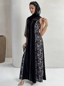 Yasmyna Women's Halter Backless Floral Print Elegant Party Dress - Apricot - View 2