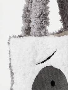 We Bare Bears X SHEIN A Cute Cartoon Plush Tote Bag - off-white - View 5