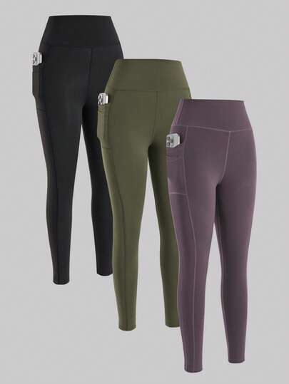 Velisys 3pcs/Set + Regular Sports Shorts, Moisture-Wicking Fabric, Waistband Design, Multi-Color Combination, Basic Style, Sports Pants, Fitness, Yoga