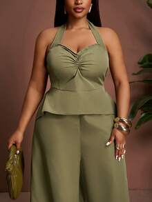 Slaydiva 2026 Spring/Summer New Music Festival, Easter, St. Patrick's Day, Western, Nomadic, Birthday Party, Graduation, College Style, Student, Daily Wear, Basic Versatile, Casual, Vacation, Cruise Travel, Beach, Sunbathing, Viral , Streetwear, Wedding Guest Boho, Commute, Brunch, Airport, Party & Holiday Women's Sleeveless Summer New Fashion Jumpsuit - Green - Green - View 7