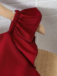 Elladie kids Young Girls Ruffle Layered Casual Long Pants, Suitable For Vacation, Summer - Burgundy - View 4