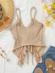 Selianne Women's Ocean Shell Sequin Strap Vacation Style Tank Top - Apricot - View 2