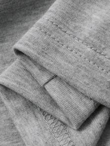 Dazy Plus Conjunto de pijama de talla grande para mujer con top de manga larga holgado con cuello de volantes asimétrico y pantalón recto, para primavera/verano/otoño - Gris - Ver 3