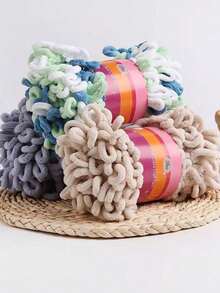 1 Roll Of Finger Loop Fluff Yarn 100g DIY Woven Blanket Cushion Scarf Donut Yarn - Star blue - View 4