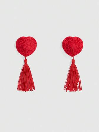 Kawaii 1 Paio di Coperture per Capezzoli e Cuscinetti Anti-Sfregamento con Nappe a Forma di Cuore per San Valentino per Donne