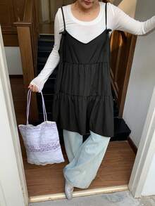 Dazy Plus Plaid Pattern Casual Christmas & New Year Loose A-Line Camisole And Tank Top, Versatile