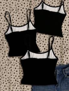 Attitoon 3pcs Women's Fashionable Street Punk Goth Style Fitted Camisole Tank Top, Suitable For Summer Spring - Multicolor - View 2