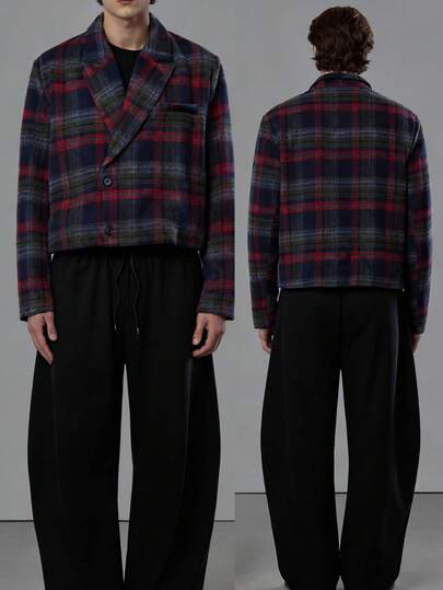 Street Life Herren karierter Kurzarm-Blazer