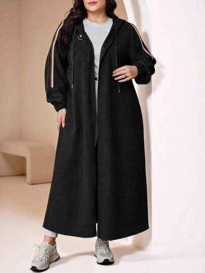 Veilorie Plus Size Solid Color Minimalist Casual Long Sleeve Jacket