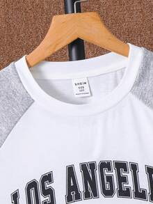 SHEIN Bộ 2 món cho bé trai tuổi teen, gồm áo thun cổ tròn tay ngắn dáng rộng in chữ và quần cạp chun, thích hợp đi làm, đi học, mặc hàng ngày, chơi thể thao, mùa xuân/hè. - Nhiều màu - Xem 5