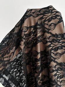 Firerie 大码早春舒适休闲优雅约会派对高档餐厅百搭基础款女式长袖修身弹力连衣裙 - 黑色 - 查看 8