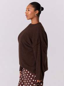 MUSERA Plus Size Sweaters - Coffee Brown - View 3