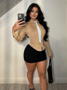 SHEIN SXY 修身商务休闲条纹衬衫 - 彩色 - 查看 5