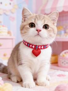 PETSIN 1 Piece Pet Love Bell Collar Adjustable Neck Size Cat Collar Dog Collar Pet Accessories Pet Supplies - Multicolor - View 4