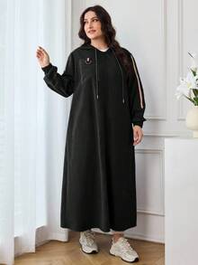 Veilorie 大码纯色简约休闲长袖外套 - 黑色 - 查看 4