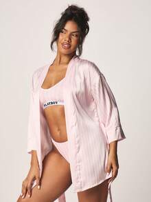 MISSGUIDED Soft Pink Tie Dye Kimono Style Robe With Long Sleeves And Belt Closure Loungewear Sleepwear Comfort - Pink - View 4