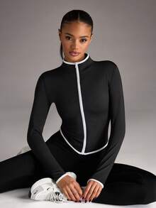 SHEIN BAE Women's Sports Jacket For Outdoor, Running, Hiking, Gym - Black - View 5