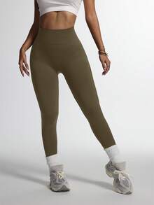 SHEIN Velisys Quần legging nữ trơn màu tối giản mặc hàng ngày - Nhiều màu - Xem 6