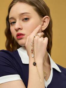 HARRY POTTER X SHEIN Zinc Alloy Rhinestone Decor Gold-Tone Alloy Bracelet,Gifts,Valentine's Day, Back To School - Gold - View 6