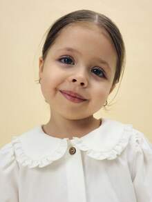 SUMWON Girls Collared Button Front Blouse And Ruffle Hem Shorts Two Piece Summer Outfit Set With Peter Pan Collar Festive Occasionwear - Multicolor - View 6