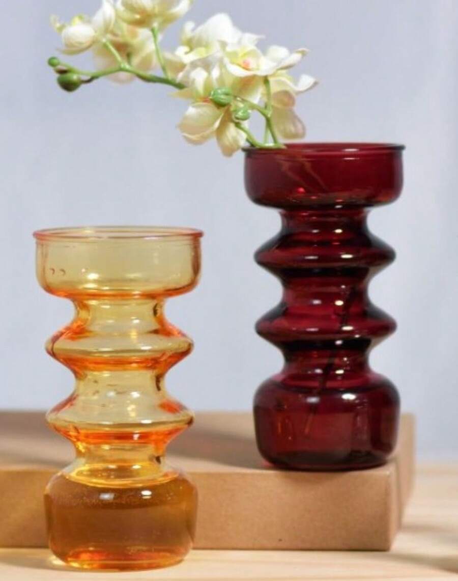 一体式玻璃花瓶,适用于家居装饰、节日礼物、家居装饰、花瓶、餐桌摆件、餐桌装饰、返校季房间装饰、学习用品 - 彩色 - 查看 1
