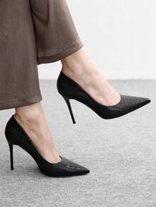 CUCCOO BIZCHIC New Versatile Pointed Toe High Heels For Women Valentine's Day - Graphite Black - View 1