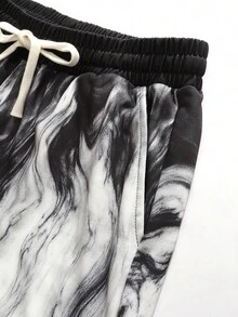 ROMWE MEN 男士时尚夏季百搭印花街头休闲短裤 - 黑色 - 查看 4