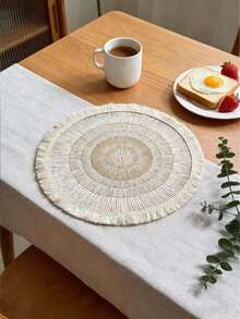 6pcs/8pcs Circular Edge Printed Linen Placemats - Multicolor - View 5