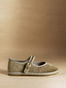Rosivie Damen Lässig Boho-Stil Schnallen Design Slip-On Loafer - Khaki - Übersicht 2