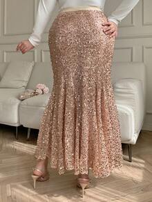 Dazy Plus Chân váy đuôi cá bằng chiffon đính cườm và thêu, cạp chun, màu vàng sang trọng, thích hợp cho các dịp trang trọng hoặc lễ hội. - Vàng - Xem 5