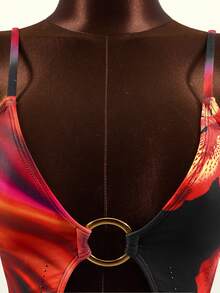 Zestiva 女士印花镂空腰部性感连体泳衣 - 彩色 - 查看 3