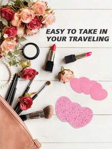 10/20/30/50PCS Heart Shaped Compressed Face Sponges 100 Percent Natural Fiber Facial Cleansing Massage Exfoliating Face Masks Makeup Removal For Estheticians Professional Spa Beauty Tools Skincare Essentials - Multicolor - View 3