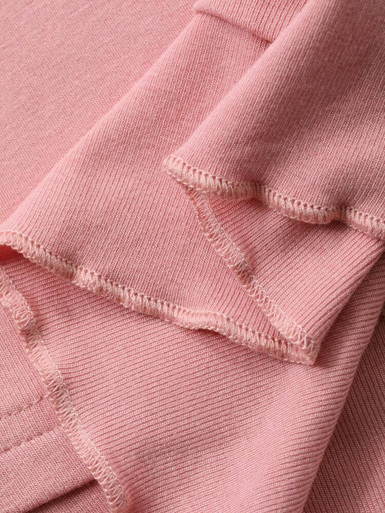 Embroidered Applique Decor Hollow Out Fitted 2 In 1 Knit Women Sleepwear Top
