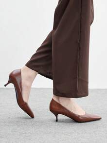 CUCCOO BIZCHIC Escarpins à bout pointu et talon aiguille pour femmes, élégants, décontractés, confortables, à enfiler, convenant pour le travail, les déplacements, les sorties, les fêtes et les occasions formelles - Acajou - Voir 4