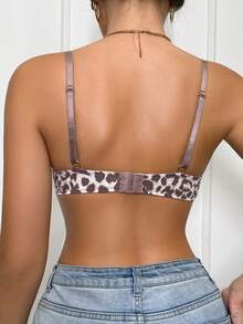 DesireSculpt 1pc Regular Casual Leopard Print Padded Underwire Bra For Women - Multicolor - View 2