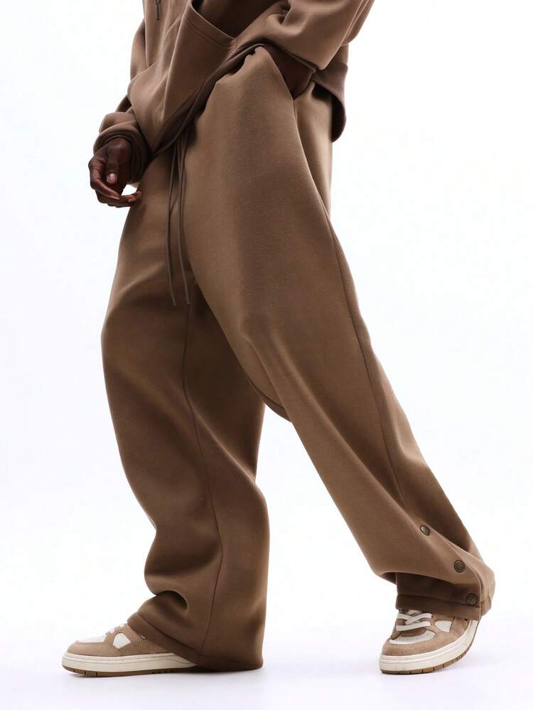 Wide Leg Sweatpants With Side Snaps