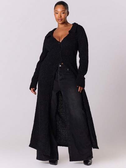 MUSERA Plus Solid Longline Cardigan