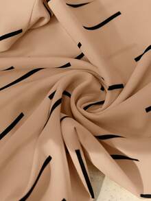 SHEIN Clasi 女士V领宽松印花两件套 - 杏色 - 查看 7