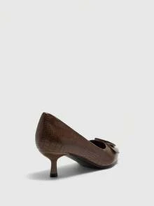 CUCCOO BIZCHIC Women's Pointed Toe Buckle Design Fashionable Elegant High Heels Valentine's Day Spring Shoes - Coffee Brown - View 9